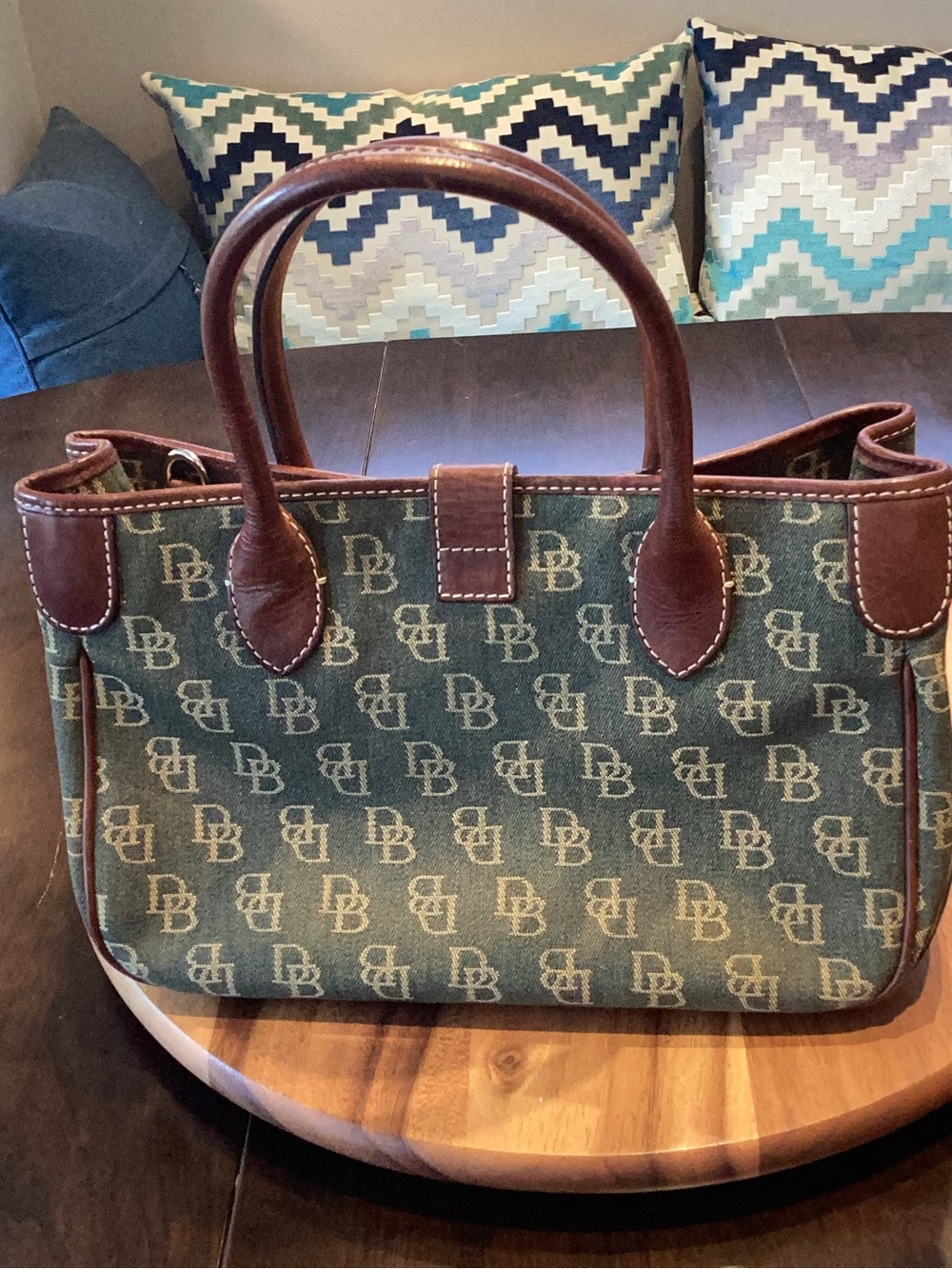 Dooney & Bourke Logo Jacquard Leather-Trim Satchel - Picture 5 of 16